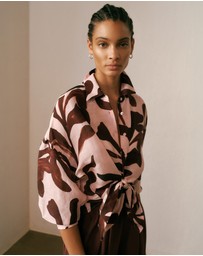 Trenery - Wakame Linen Silk Resort Shirt in Light Pink