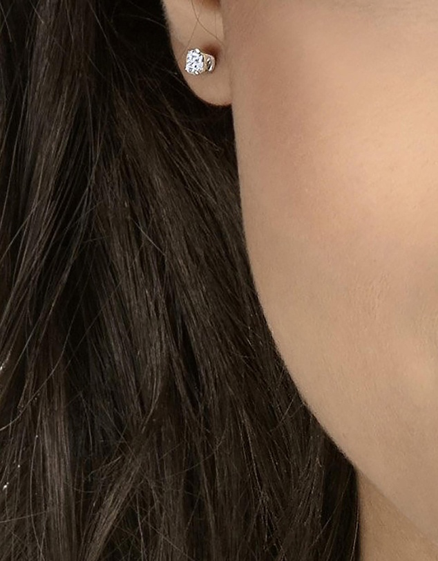 Swarovski - Stilla Attract stud earrings, Round cut, White, Rhodium plated