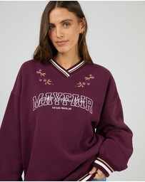 All About Eve - Mayfair V-Neck Relaxed Crew Wine