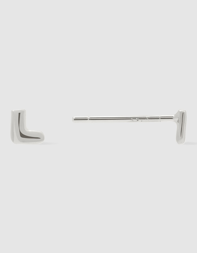 Wanderlust + Co - Alphabet Bubble Silver Stud Earrings - Letter L