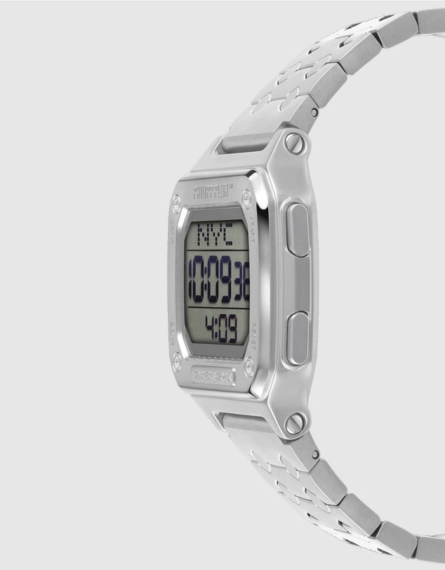 Philipp Plein - HYPER $HOCK 44MM - Silver-Tone Case - Light Display - Silver-Tone Metal Band