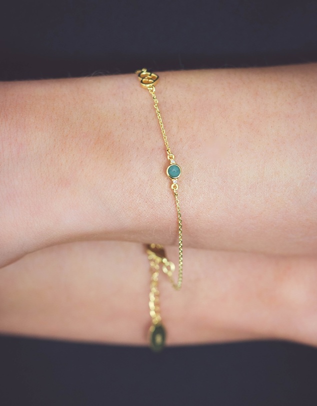Georgini - Natural Turquoise And Two Natural Diamond December Gold Bracelet