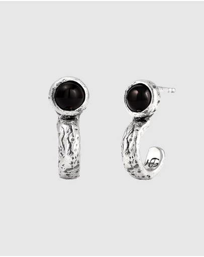 Haze & Glory - ICONIC EXCLUSIVE - Earrings Male Black Tigers Eye 925 Sterling Silver