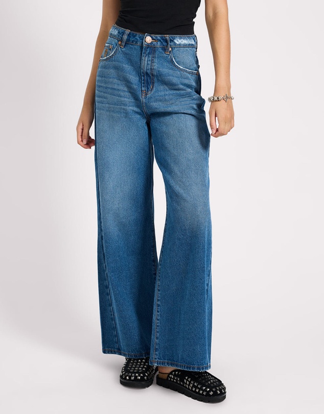 ONE TEASPOON - Love Machines High Waist Super Wide Leg Denim Jeans - Pacifica