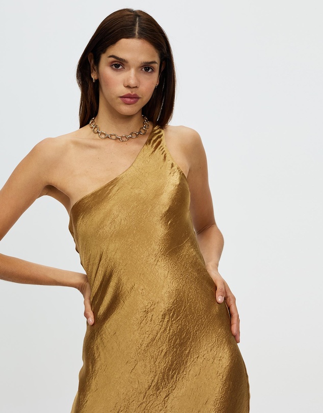 Third Form - Running Water Bias One Shoulder Dress