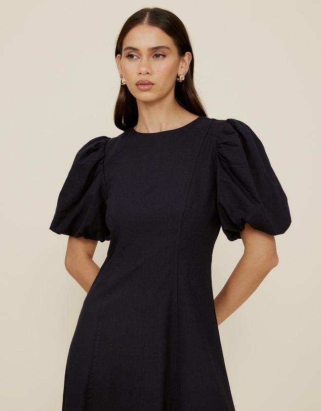 The Fated - Lucy Puff Sleeve Midi Dress