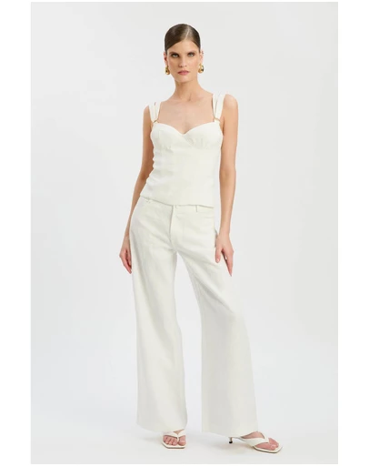 Bardot - Serafina Linen Mid Rise Pant