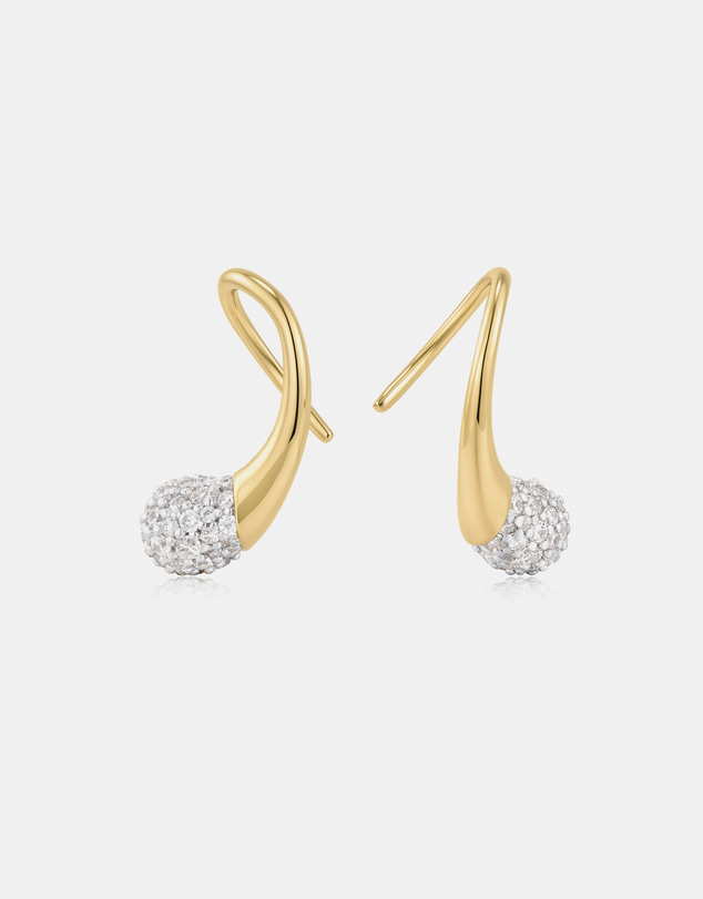 Ania Haie - Gold Pave Sculptural Teardrop Hook Earrings