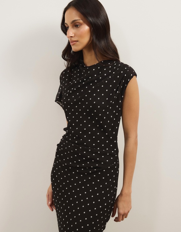 Atmos&Here - Kim Asymmetric Short Sleeve Midi Dress