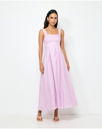AERE - Inara Pleated Linen Midi Dress