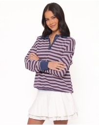 Petal & Pup - Beau Long Sleeve Jersey Top - Navy Stripe