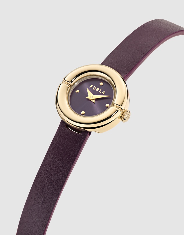 Furla - Furla Miasfera Iconic 24mm Purple Leather Strap Watch