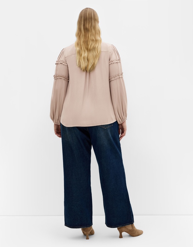 City Chic - Plus size Drama Queen Long Sleeve Shirt - stone