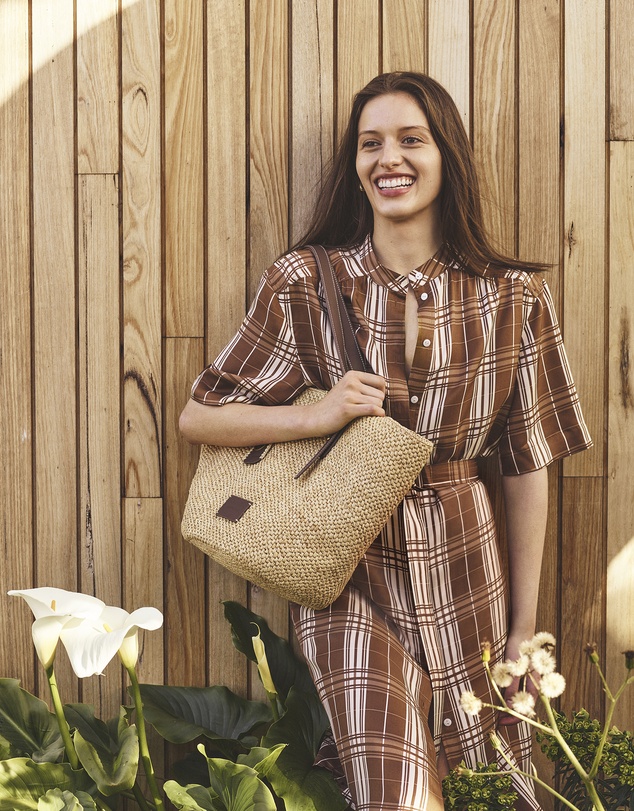 Country Road - Check Washable Silk Shirt Dress