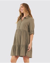 Ripe Maternity - Adel Linen Button Through Dress