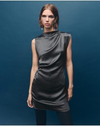 M.N.G - Satin Dress With Creased Effect