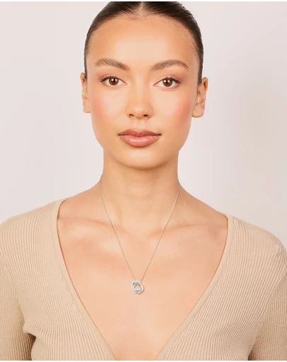 Lovisa - Waterproof Stainless Steel Cubic Zirconia Triple Circle Link Necklace