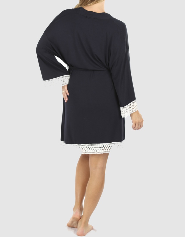 Angel Maternity - 3 Piece Hospital Pack - Nursing Dress + Lace Robe + Baby Wrap Set