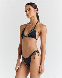 Poolside Paradiso - Splice String Tie Bikini Top - Black