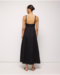 AERE - Millie Linen V Neck Midi Dress