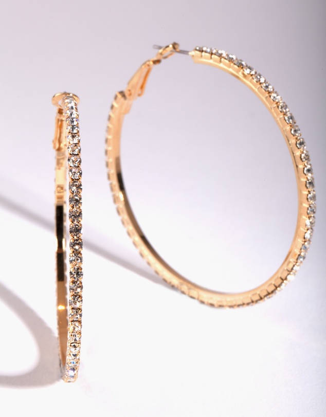 Lovisa - Mixed Size Gold Diamante Hoop Pack
