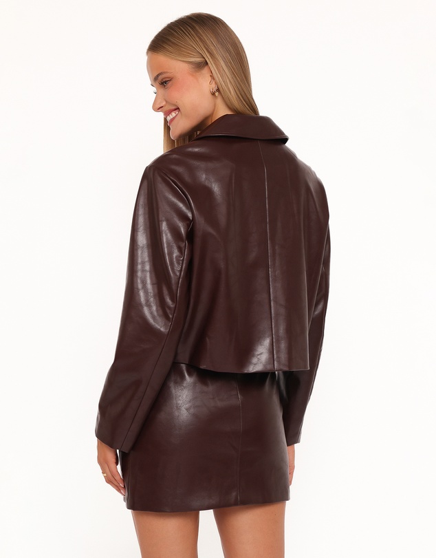 Petal & Pup - Haylie Crop Faux Leather Jacket - Burgundy