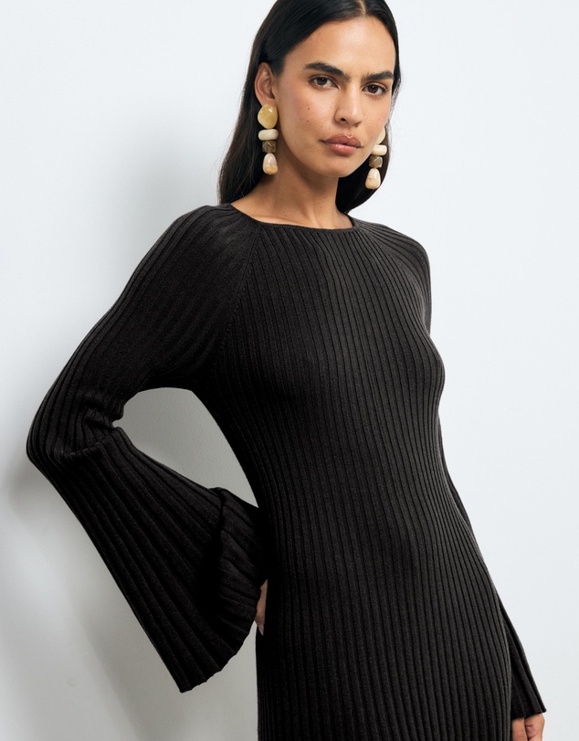 AERE - Indi Accordian Pleated Organic Knit Dress