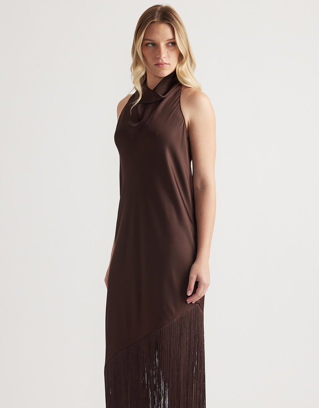 Decjuba - Alora Halter Fringe Maxi Dress