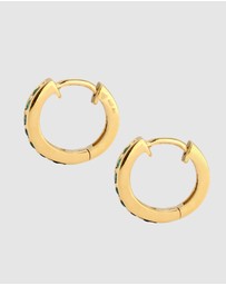 Elli Jewelry - Earrings Hoops Emerald 925 Sterling Silver Gold-Plated