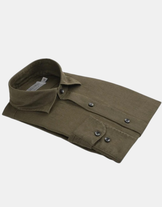 Henry Bucks - HENRY SARTORIAL Linen Classic Fit Shirt OLIVE