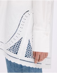 Revibe - Repaired Minima Esenciales Daphne Embroidered Oversized Shirt - AU 12