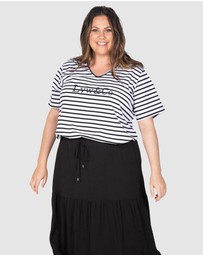 Love Your Wardrobe - LYW & Co Embroidered Stripe Tee