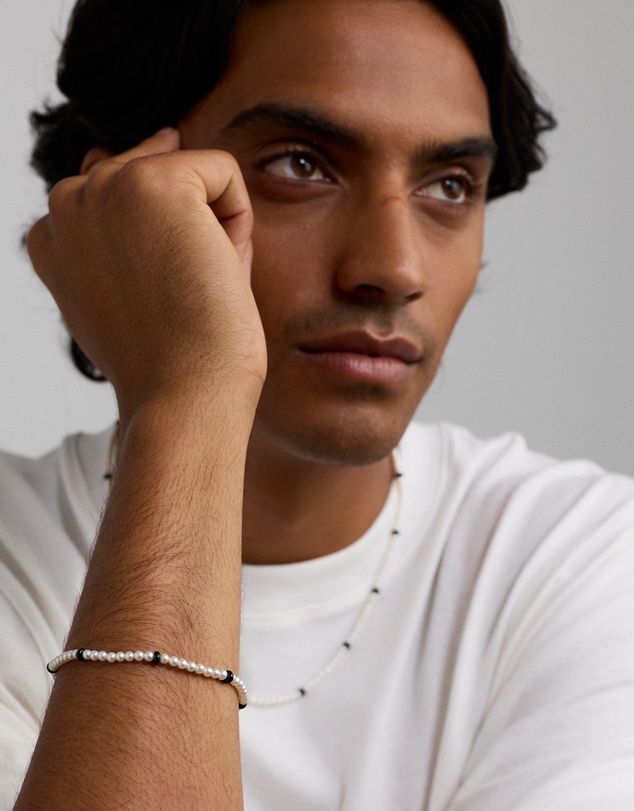 Michael Hill - Cultured Freshwater Pearl & Onyx Bracelet in Sterling Silver