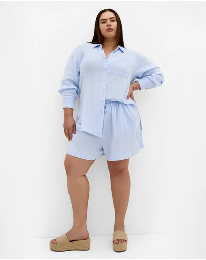 City Chic - Plus size Havana Relaxed Shirt - blue