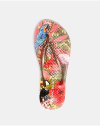 Vionic - Noosa Print Toe Post Sandal - Red Tropical Bronze