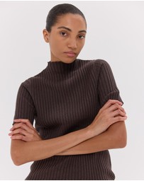 Cloth & Co. - The Rib Funnel Tee | Brazil Nut