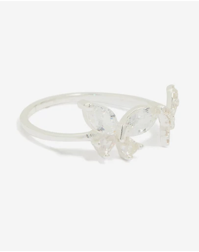 Lovisa - Sterling Silver Cubic Zirconia Adjustable Butterfly Ring