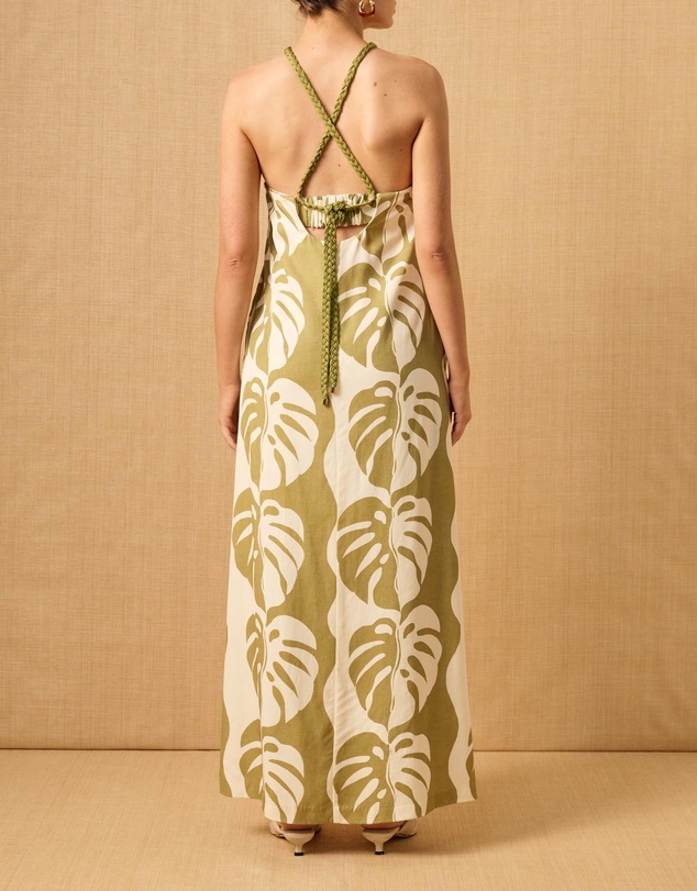 MON RENN - Midsummer Palm Strapless Dress