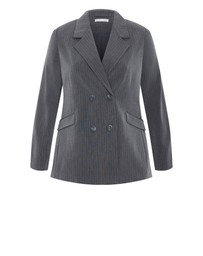 City Chic - Plus size Cora Blue Stripe Blazer - grey