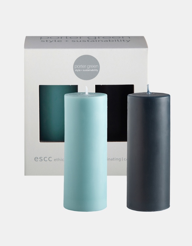 porter green - escc small pillar candle soy-blend unscented candles