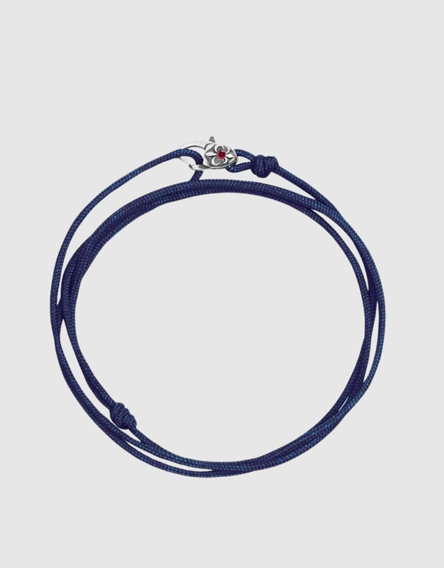 Nialaya Jewellery - Navy Wrap-Around String Bracelet with Sterling Silver Lock