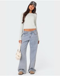 EDIKTED - Maddison Pointelle Long Sleeve T Shirt