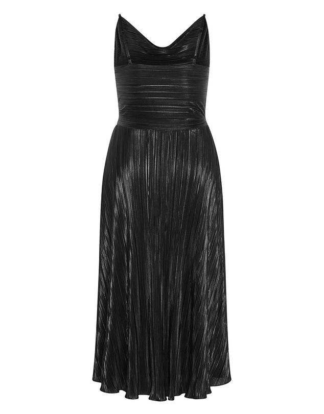City Chic - Plus size Kamila Cowl Neck Metallic Dress - black