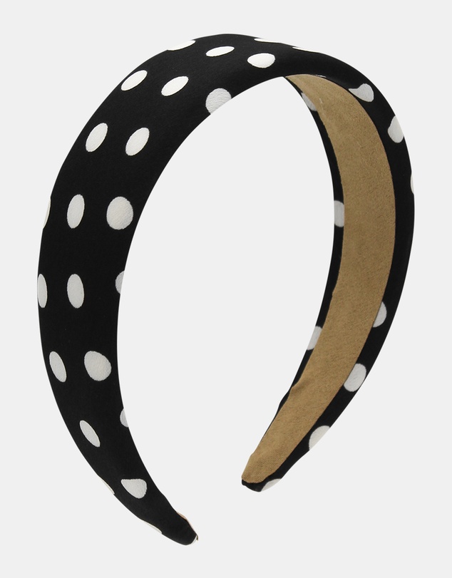 Morgan & Taylor - Sloane Headband in Black with White Polka Dots