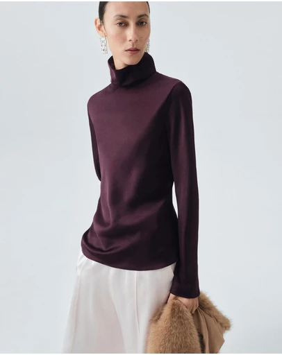 M.N.G - High Collar Satin Blouse
