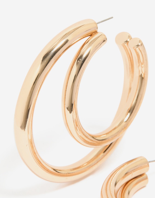 Lovisa - Gold Double Thick Statement Hoop Earrings