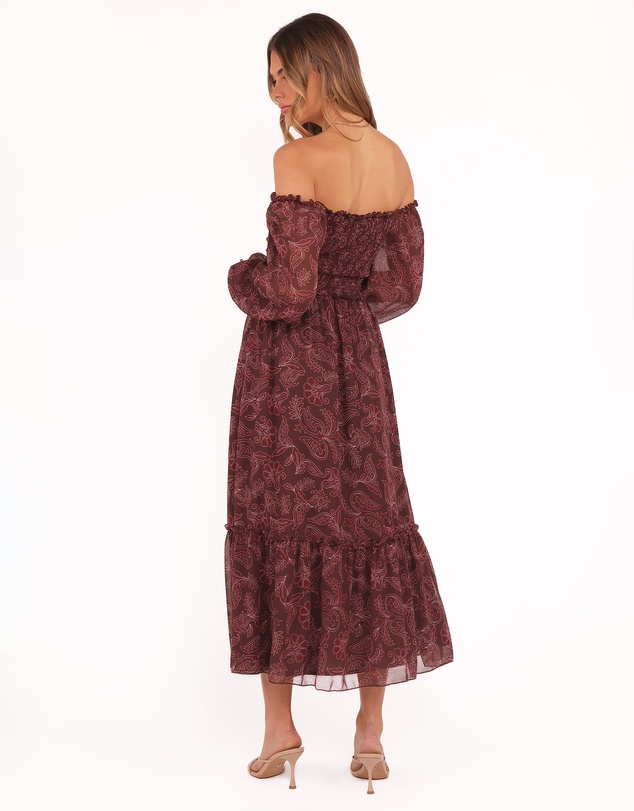 Petal & Pup - Keziah Long Sleeve Maxi Dress - Burgundy Paisley