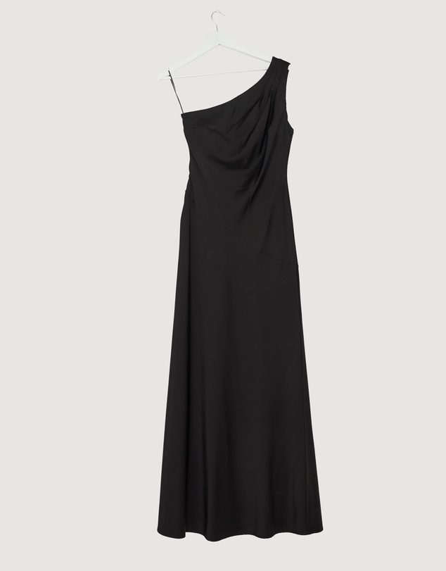 Revibe - Repaired CHANCERY Hallie Satin One Shoulder Drape Maxi Dress - AU 10