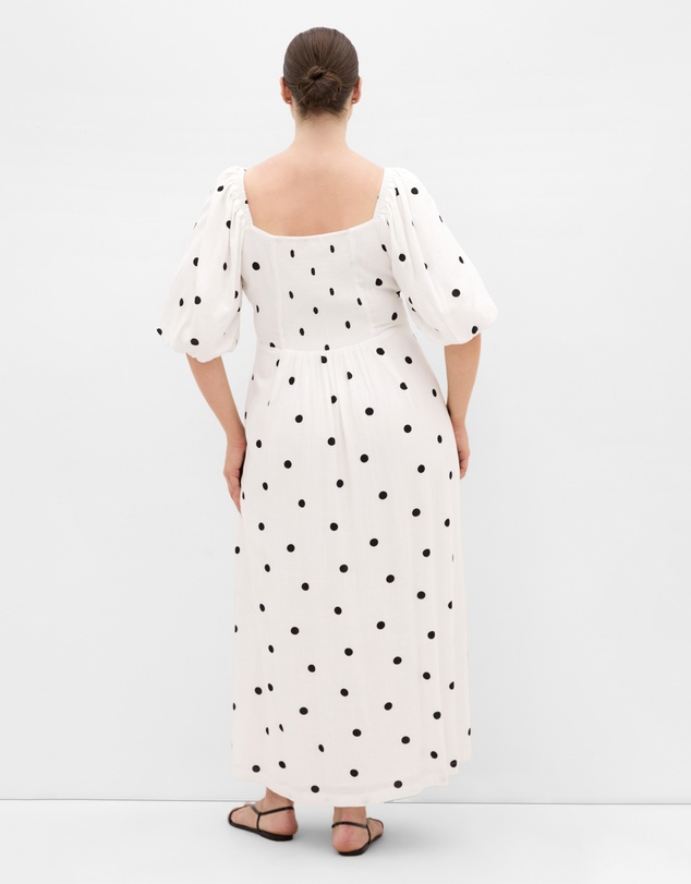 City Chic - Nala Spot Print Twist Front Dress - White