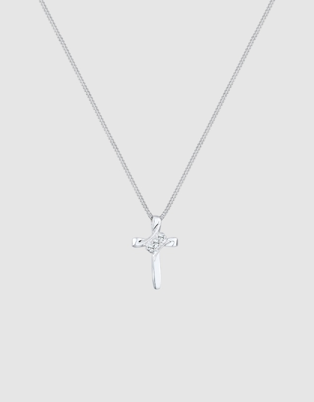 Elli Jewelry - Necklace Crystal Cross 925 Sterling Silver